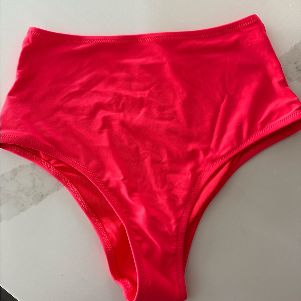 High-Waisted Neon red/orange Bikini Bottom Never worn